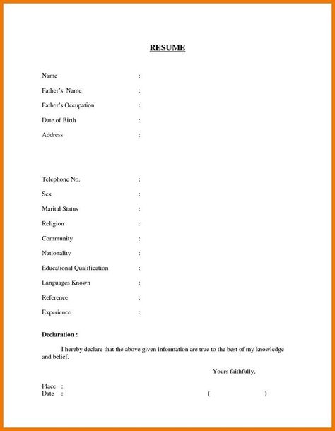 Sample Of Resume, Cv Format For Job, Resume Format Free Download, First Job Resume, Biodata Format Download, Basic Resume Examples, Simple Cv Template, Marriage Biodata Format, Simple Resume Format