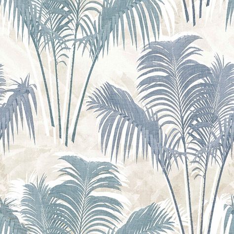 Blue Palm Tree Wallpaper, Blue Removable Wallpaper, Palm Tree Wallpaper, Blue Palm Tree, Fantastic Wallpapers, Palm Trees Wallpaper, Neutral Blue, Palm Leaf Wallpaper, Diy Leaves