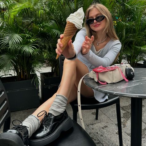 rainy day and ice cream Follow @darjaromanova for more outfit inspo and style ideas Top&skirt: @bandarsaya Bag: @samo_ondoh ⠀⠀⠀⠀⠀⠀⠀⠀⠀⠀⠀⠀⠀ August 10, Style Ideas, Rainy Day, Ice Cream, Skirt, Cream, Outfit Inspo, On Instagram, Quick Saves