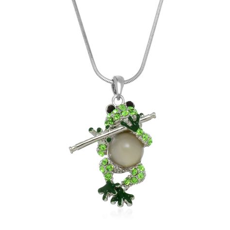 PRICES MAY VARY. Cute green crystal frog charm necklace will add some real sparkle to your neckline and is a great conversation starter This sweet frog playing a flute charm necklace has sparkling green crystals with black eyes 3D Frog pendant measures 1 3/8 inches long Comes on 17 inch silvertone tarnish free snake chain Comes in PammyJ box with protective sleeve perfect for gift giving Made In Korea This is such an adorable and fun frog charm necklace! Frog pendant is 1 3/8" long with light gr 3d Frog, Sweet Frog, Frog Pendant, Frog Necklace, Crystal Green, Green Frog, Black Eyes, Great Conversation Starters, Green Crystal