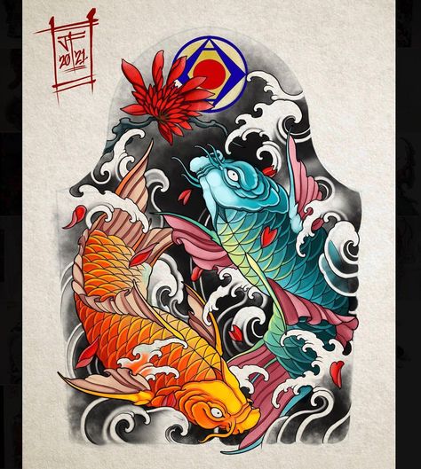 Josh Fullalove trên Instagram: “Koi & Diego flower sleeve commission done for @scottmhansen There’s great history and a lot of meaning behind this design. It was a great…” Coi Tattoo, Pez Koi Tattoo, Tattoos Fish, Tattoo Fishing, Tato Geisha, Koi Fish Tattoo Design, Bushido Tattoo, Fishing Tattoos, Japanese Warrior Tattoo