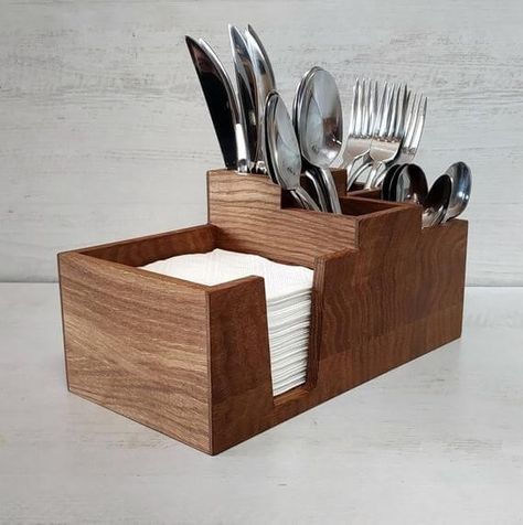 Wooden Utensil Holder, Wood Cutlery, Wooden Kitchen Utensils, Kitchen Organization Diy, Cutlery Holder, Kitchen Organizer, Wooden Accessories, Wooden Utensils, Wooden Projects