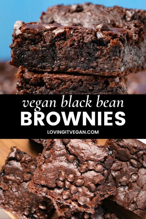 These vegan black bean brownies are fudgy and moist and decadently delicious. No one would guess that black beans are the main ingredient! Black Bean Brownies Vegan, Bean Brownies Vegan, Flourless Black Bean Brownies, Vegan Black Bean Brownies, Vegan Recipes For One, Peanut Butter Brownies Recipe, Vegan Brownies Recipe, Vegan Chocolate Recipes, Black Bean Brownies