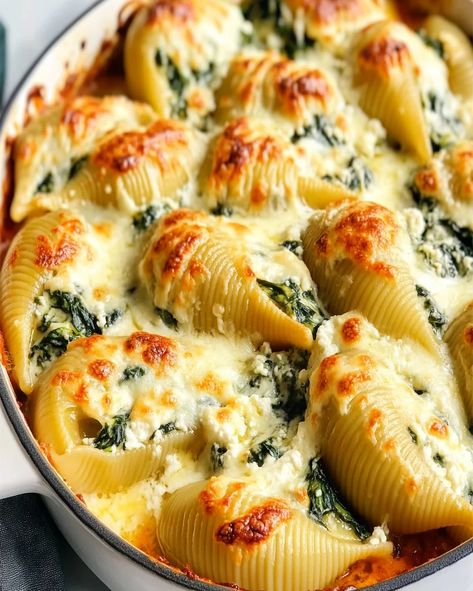 Spinach & Ricotta Stuffed Shells Recipe - Easy & Delicious Spinach And Feta Stuffed Shells, Spinach Ricotta Stuffed Shells White Sauce, Stuffed Shells With Spinach And Ricotta, Stuffed Shells With Ground Beef And Spinach, Turkey And Spinach Stuffed Shells, The Best Stuffed Shells, Ricotta And Spinach Stuffed Pasta Shells, Ricotta Stuffed Shells Recipe, Ricotta Shells Stuffed