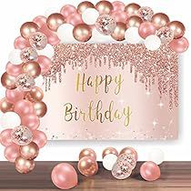 Rose Gold Birthday Theme, Arch Balloon Garland, Bday Poster, Gold Balloons Decorations, Gold Happy Birthday Banner, Pink Balloon Garland, Happy Birthday Background, Gold Birthday Decorations, Arch Balloon