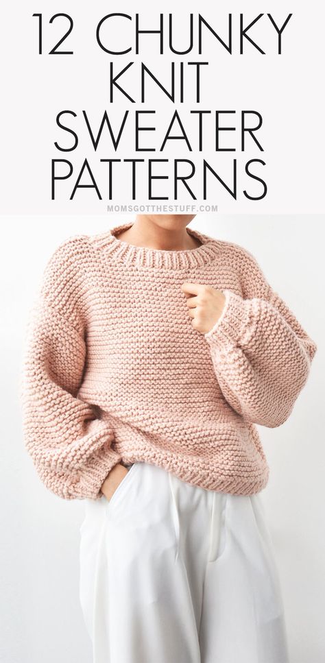 Easy Knit Jumper, Knitting Chunky Sweater, Free Sweater Patterns Knit, Knit Drop Shoulder Sweater Pattern, Knit Easy Sweater, Beginner Friendly Knit Sweater, Chunky Jumper Knitting Pattern, Knitting Sweater For Beginners, Knit Chunky Sweater Pattern