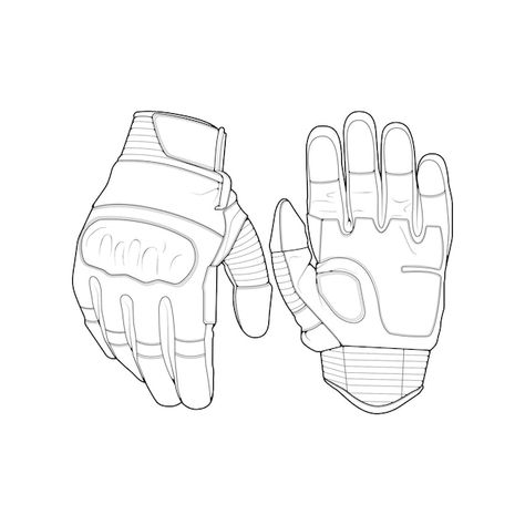 Gloves Illustration, Gloves Drawing, Motorcycle Helmet Design, Mechanic Gloves, Winter Icon, Record Art, Clothing Design Sketches, Figure Sketching, Bike Clothes