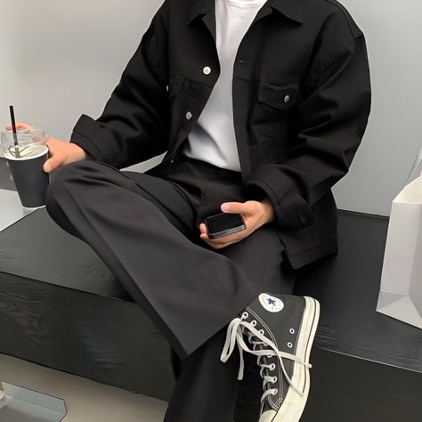 Male Outfits Aesthetic, Black Shirt Outfit Men, Drama Clothes, Aesthetic Male Outfits, Men Aesthetic Outfits, Korean Street Fashion Men, Black Outfit Men, Work Outfit Office, Guys Clothing Styles