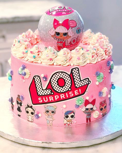 LOL SURPRISE CAKE Lol Surprise Cake, Surprise Birthday Cake, Suprise Birthday, Lol Doll Cake, Doll Birthday Cake, 6th Birthday Cakes, Surprise Cake, Pink Birthday Cakes, Funny Birthday Cakes