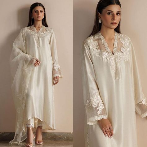 Embellished Kurtas on Instagram: "Presenting Amelia Luxe Pret’24 by Deepak Parwani.  An exquisite Eid collection featuring silk suits outfits adorned with intricate embroidery and delicate Cutwork detailing.   www.Embellishedkurtas.com to order." Cutwork Dress, Suits Outfits, Lace Suit, Silk Suits, Latest Dress Design, Cutwork Embroidery, Designer Dresses Casual, Silk Suit, Eid Collection