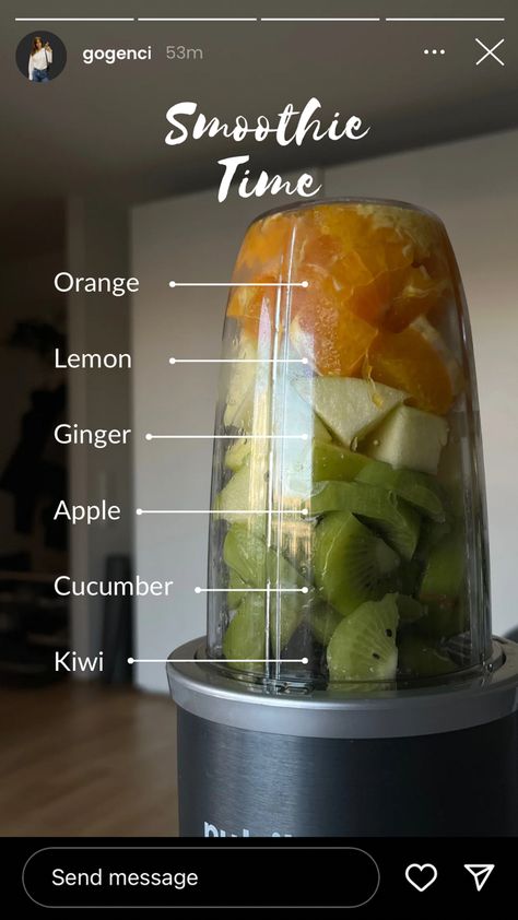 Instagram story idea. On the picture there is a blender Which makes smoothie. The blender is full With fruit ( Apple, kiwi, orange, lemon, ginger) Perfect immune booster in the morning. Nutritionist Instagram Post Ideas, Healthy Content Ideas For Instagram, Instagram Story Ideas Nutrition, Diet Instagram Post, Smoothie Story Instagram, Nutritionist Content Ideas, Nutrition Post Ideas, Nutrition Posts For Instagram, Healthy Instagram Story