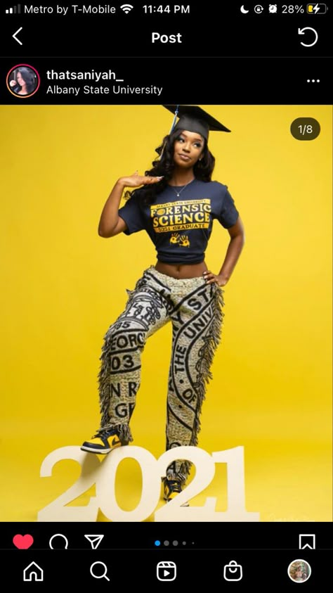 College Sweatshirt Graduation Pictures, Senior Shirt Ideas Black People, Senior 2024 Picture Ideas, College Decision Outfit, Hbcu Decision Day, Senior Banquet Outfit, Black Senior Picture Ideas, College Decision Day Photoshoot, Albany State University