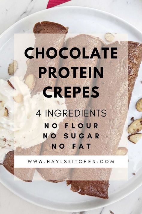 Protein Crepes Recipe, Single Serve Dessert Recipes, Protein Crepes, Healthy Crepes, Vegan Crepes, Gluten Free Crepes, Protein Cookie Dough, Dairy Free Low Carb, Chocolate Crepes