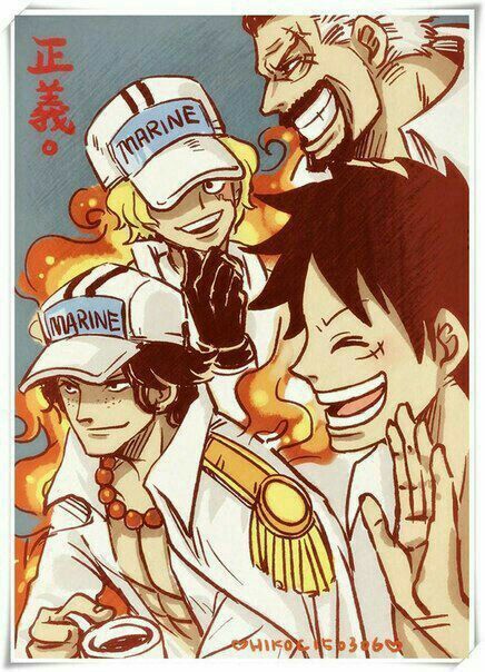 Garp, Ace, Sabo and Luffy if ASL were marines Ace One Piece, Sabo One Piece, Ace Sabo Luffy, Ace And Luffy, One Piece Ace, One Piece Ship, One Piece Funny, One Peice Anime, One Piece Drawing