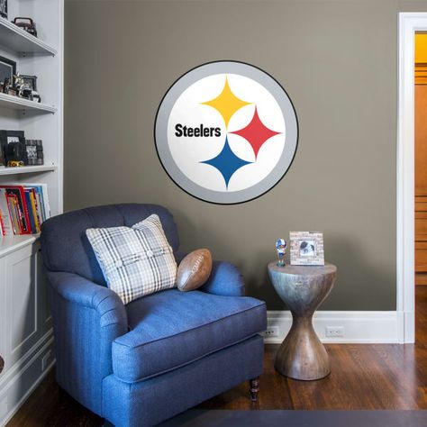 Pittsburgh Steelers: Logo - Giant Officially Licensed NFL Removable Wall Decal Fathead Steelers Bedroom, Football Rooms, Steelers Logo, Heinz Field, Pittsburgh Steelers Logo, Custom Wall Decals, Football Wall, Logo Wall, Removable Wall Decals