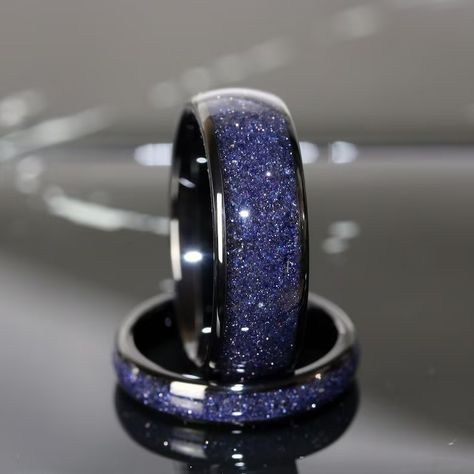 Black Nebula Blue Sandstone Ring Silver Polished Tungsten Wedding Ring Gold Silver Black Ring Outer Space Mens Ring Men & Women - Etsy Blue Sandstone Ring, Sandstone Ring, Blue Sand Stone, Wedding Ring Gold, Blue Sandstone, Tungsten Wedding Rings, Black Tungsten, Black Ring, Ring Men