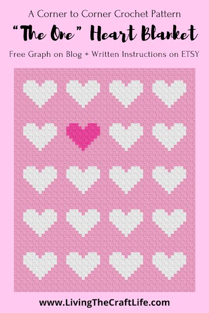 Living the Craft Life: "The One" Heart C2C Blanket - FREE GRAPH Corner To Corner Heart Blanket, Heart C2c Crochet Pattern, C2c Crochet Heart Blanket Pattern Free, Cute C2c Patterns, C2c Heart Graph, Crochet Heart Baby Blanket Pattern, C2c Heart Blanket Pattern, Crochet Heart Blanket Free Pattern, Corner To Corner Crochet Pattern Free