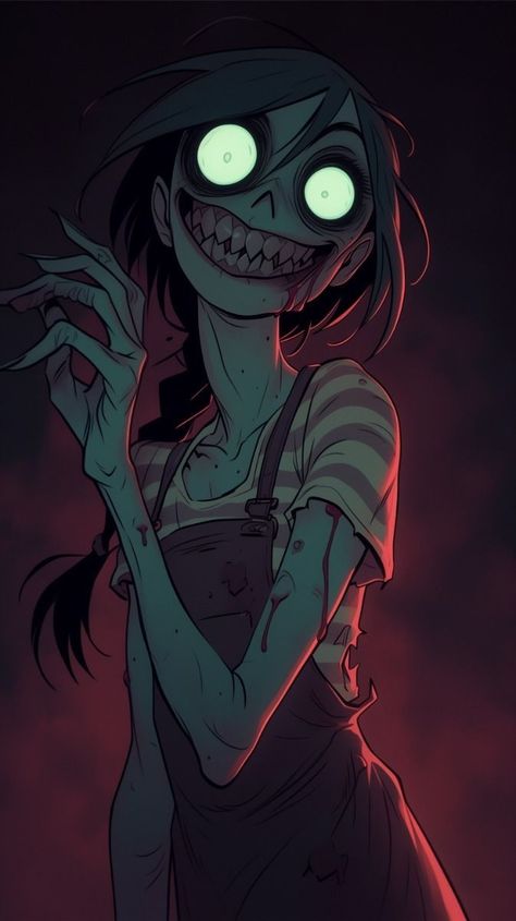 Horror Cute Art, Horror Artwork Illustrations, Character Art Ideas, Creepy Face, Creepy Girl, Terror Art, Horror Cartoon, Horror Drawing, Horror Artwork