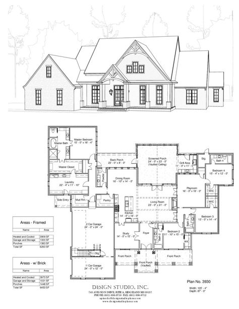 Building A Porch, House With Porch, Dream House Rooms, House Blueprints, House Floor, Bedroom House Plans, New House Plans, Farmhouse Plans, Building Plans