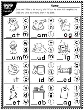 Literacy Printables: CVC Missing Initial Sound Worksheet | TpT Missing Sounds Worksheet, Initial Sounds Activities, Initial Sounds Worksheets, Cvc Worksheets, Cvc Words Worksheets, Structured Literacy, Letter Worksheets For Preschool, Writing Practice Sheets, Kindergarten Phonics Worksheets