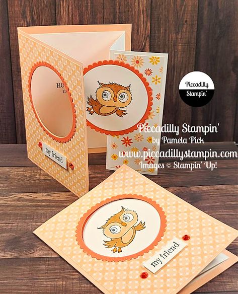 Owl Punch Cards, Adorable Owls, Fancy Fold Card Tutorials, Owl Card, Window Cards, Interactive Cards, Memory Keeping, Card Making Tutorials, Fancy Fold Cards