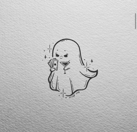 Ghost Tattoo, Mandala Art Therapy, Spooky Tattoos, Cute Little Tattoos, Funny Tattoos, Cute Doodles Drawings, Book Art Diy, Cute Doodle Art, Mini Drawings