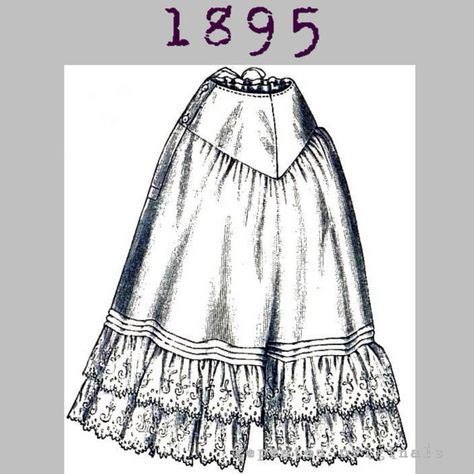 Divided Petticoat (for the active Victorian Lady)  - Victorian Reproduction PDF Pattern - 1890's -  made from original 1895 pattern Historical Clothing Patterns, 1890s Fashion, Victorian Pattern, 18th Century Fashion, 19th Century Fashion, Garment Pattern, Period Outfit, Victorian Lady, Collar Pattern