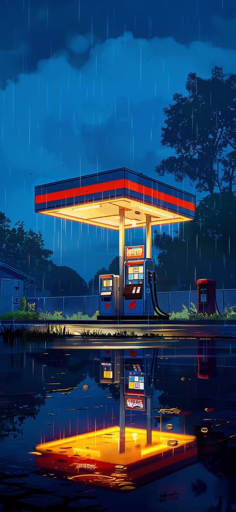 Night Gas Station Aesthetic, Cute Animated Wallpapers Iphone, Gas Station Wallpaper, Chill Wallpaper, Android Wallpaper Art, Flipagram Instagram, Pop Art Wallpaper, Cool Wallpapers Cartoon, Art Wallpaper Iphone