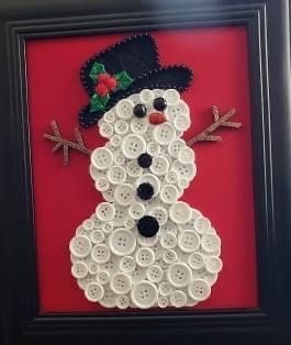 Button Art Snowman, Puzzle Pieces Crafts Art Projects, Button Crafts Christmas, Snowman Button Art, Christmas Ornaments With Buttons, Christmas Crafts With Buttons, Button Christmas Crafts, Christmas Button Art, Button Crafts For Adults