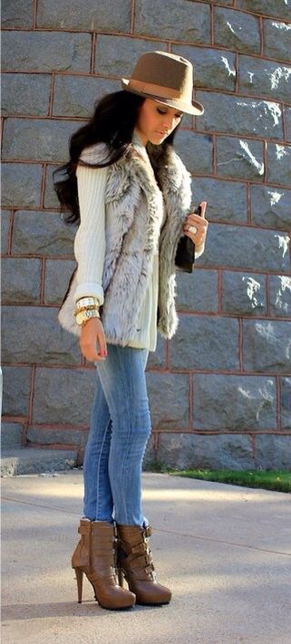 Outfit Ideas. Fall Winter Style, Fur Vest, Fall Winter Fashion, Look Chic, Fall Winter Outfits, Street Styles, Winter Style, Look Fashion, Passion For Fashion