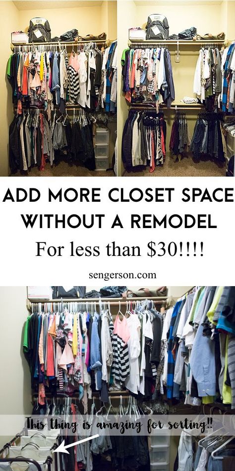 Velvet hangers can add more closet space! It's the secret to adding more room without having to do a complete closet overhaul. This post tells you the exact velvet hangers that are super affordable that you can use to transform your closet so that you can better organize your closet! #velvethangers #closetorganization #closetspace More Closet Space In Bedroom, How To Hang Clothes To Save Space, Organize Pants In Closet, Organizing Purses In Closet, More Closet Space, Hanger Closet, Closet Hangers, Space Saving Hacks, House Organization