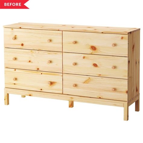 This IKEA Hack Turns a Plain TARVA Dresser into a Vintage-Looking Heirloom Ikea Tarva Dresser, Ikea Tarva, Billy Ikea, Large Chest Of Drawers, Dresser Redo, Wide Chest Of Drawers, Ikea Dresser, Ikea Furniture Hacks, 6 Drawer Chest