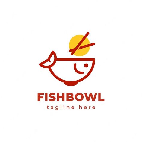 Premium Vector | Vector fish bowl food logo line modern and minimal design. soup cup and chopsticks vector illustration Poke Logo Design, Logo Food Design, Logo Minimal Design, Food Logo Ideas, Fish Logo Design, Steam Logo, Graphic Designer Studio, Bowl Logo, Chinese Logo