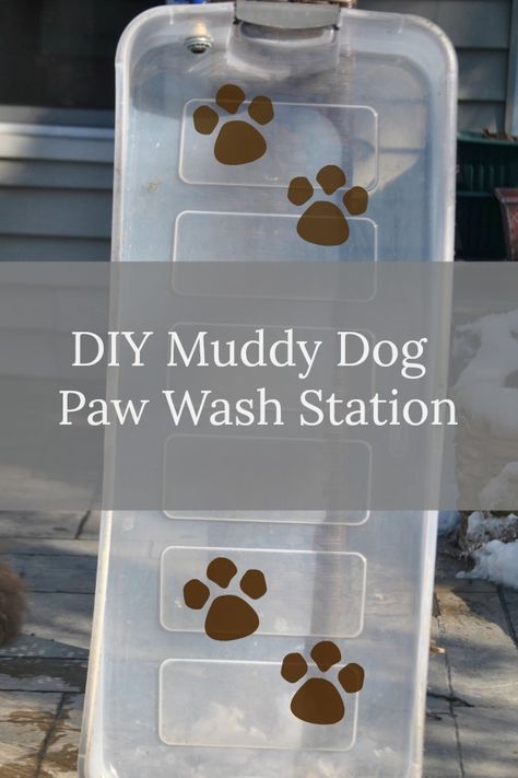 DIY Muddy Dog Paw Wash Station. DIY Muddy Dog Paw Wash Station For Dogs. The easiest way I've found to wash 8 muddy dog paws. A plastic storage container with a DIY drain! This would work great for allergy paws that need to be soaked in a medicated shampoo too! Check it out! Wash Station, Muddy Dog, Dogs Diy Projects, Dog Washing Station, Diy Dog Toys, Diy Tumblr, Paw Cleaner, Muddy Paws, Dog Wash