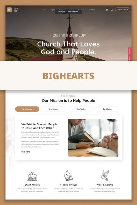 BigHearts Christian Website Design, Mission Statement Design, Church Website Design Inspiration, Church Website Design, Google Site Templates, Website Sample, Layout Site, Christian Websites, Website Themes Wordpress