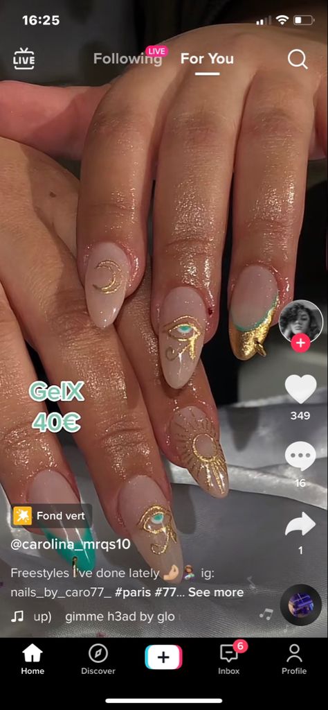 Crown Nail Art, Egyptian Nails, Egyptian Gold, Evil Eye Nails, Navy Nails, Eye Nail Art, Subtle Nails, Sparkle Nails, Manicure Ideas