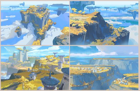 ArtStation - Zelda Vibes Zelda Concept Art, Zelda Landscape Art, How To Drow, Props Art, Game Background, Landscape Background, Landscape Concept, Scene Design, Art Background