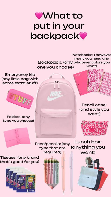 WHAT TO PUT IN YOUR BACKPACK School Preparation, Back To School Shopping, Emergency Kit, Pencil Case, Back To School, Lunch Box, Backpacks