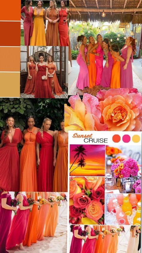 Sunset Themed Wedding, Sunset Wedding Theme, 50th Birthday Party Themes, Muslim Wedding Photos, Disco Wedding, Dreamy Wedding Dress, Kauai Wedding, Yellow Bridesmaid Dresses, Theme Dress