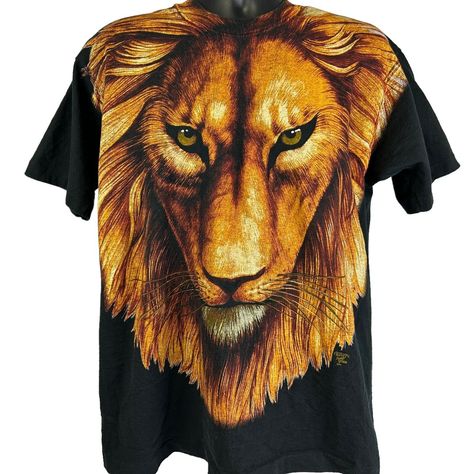 College Au, Black Fruit, Lion Shirt, Usa Tee, Lion Face, African Safari, Classic Elegance, Blue Shirt, True Vintage