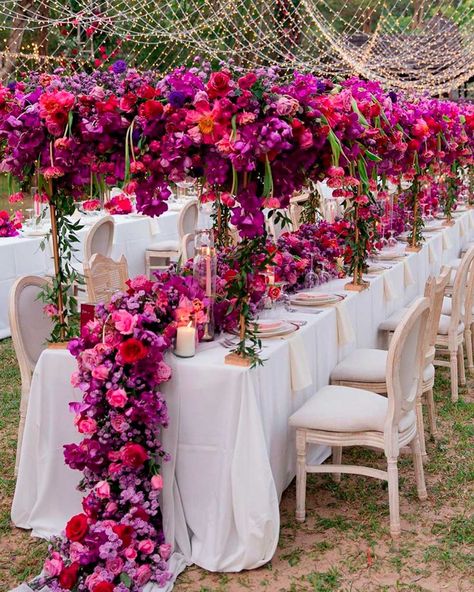 Magenta And Lilac Wedding, Purple And Pink Wedding Theme, Magenta Wedding Decorations, Magenta Wedding Colors, Magenta Wedding Theme, Lilac Wedding Themes, Bright Pink Wedding, Choosing Wedding Colors, 2024 Wedding Trends