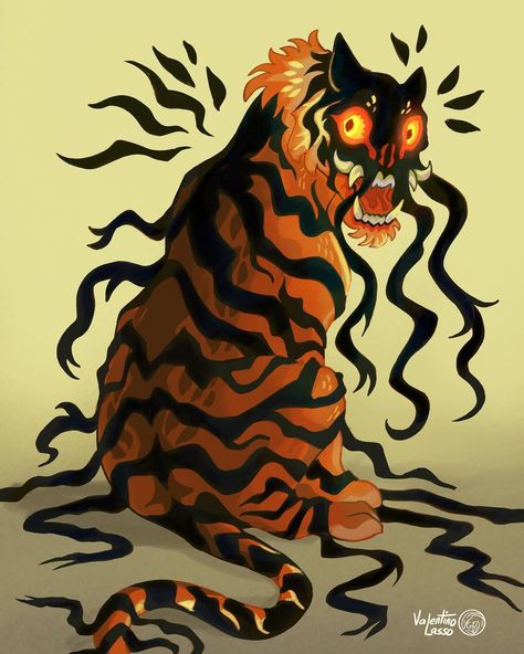 Valentino Lasso | The Tiger who eat dreams🐅✨ Based on @govy9807 amazing design : #art #artwork #animalart #nature #fantasy #illustration #artist #animal… | Instagram Dream Tiger, Dark Tiger, Silent Hill Art, Cool Monsters, Tiger Art, Scary Art, Mythical Creatures Art, Creature Concept Art, Creature Concept