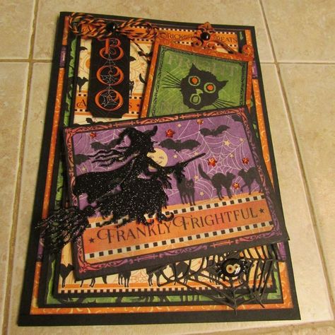 Graphic 45 Charmed Halloween Cards, Charmed Halloween, G45 Cards, Halloween Mini Albums, Loaded Envelopes, Halloween Layout, Halloween Paper Crafts, Halloween Cards Handmade, Halloween 3