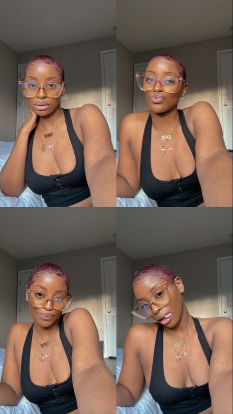 Pixie Haircut For Black Women 4c, Black Women Bald Haircut, Dyed Bald Hair Black Women, Burgundy Shaved Hair Black Women, Burgundy Twa, Burgundy Buzzcut Black Women, Red Bald Hair Black Women, Burgundy Pixie Cut, Burgundy Short Hair