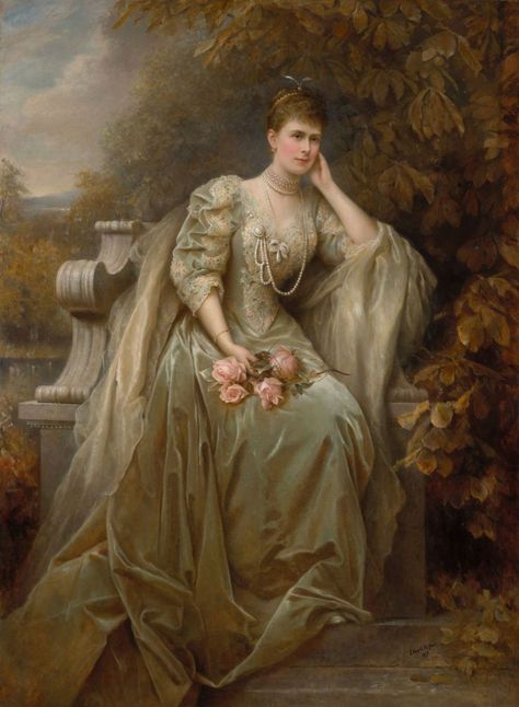 1895 Queen Mary (1867-1953) when Victoria Mary, Duchess of York by Edward Hughes (Royal Collection, Vestibule of Buckingham Palace - London, UK) RCIN405365. From their Web site 1649X2250 Edward Hughes, Mary Of Teck, Surreal Portrait, Brow Artist, The Royal Collection, Duchess Of York, Isabel Ii, Lowbrow Art, Collage Artists