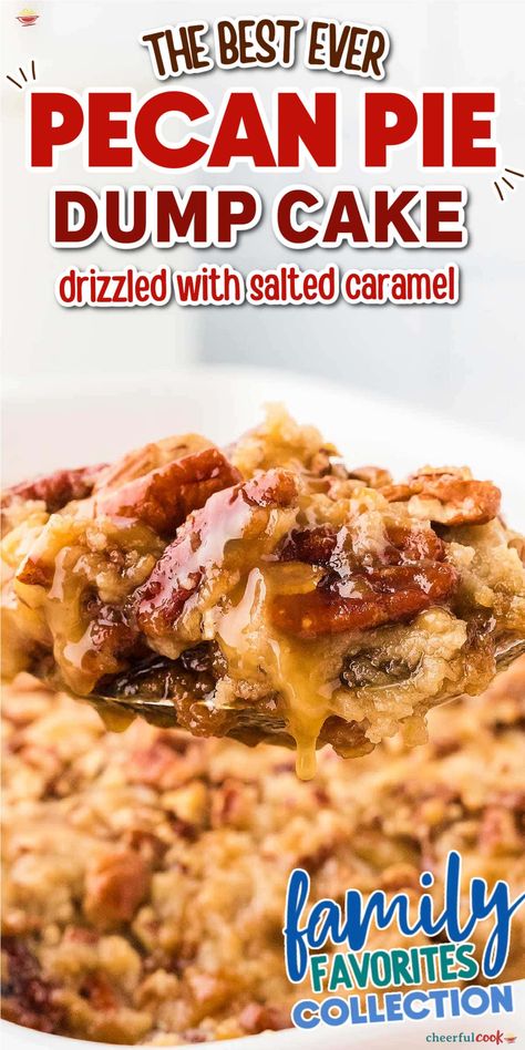 Warm, gooey, and packed with the rich flavors of caramel and pecans, this Pecan Pie Dump Cake is the ultimate easy dessert. Perfect for busy days, family gatherings, or whenever you need a sweet treat with minimal effort. #CheerfulCook #PecanPie #FallDumpCake #CaramelAppleDumpCake #DumpCakeRecipe #ButterPecanCake #PecanCake #CaramelRecipes ♡ cheerfulcook.com Pecan Pie Dump Cake, Pecan Desserts Recipes, Pecan Filling, Pecan Pie Cake, Blueberry Dump Cakes, Pecan Desserts, Pecan Pie Easy, Dump Cake Recipe, Butter Pecan Cake