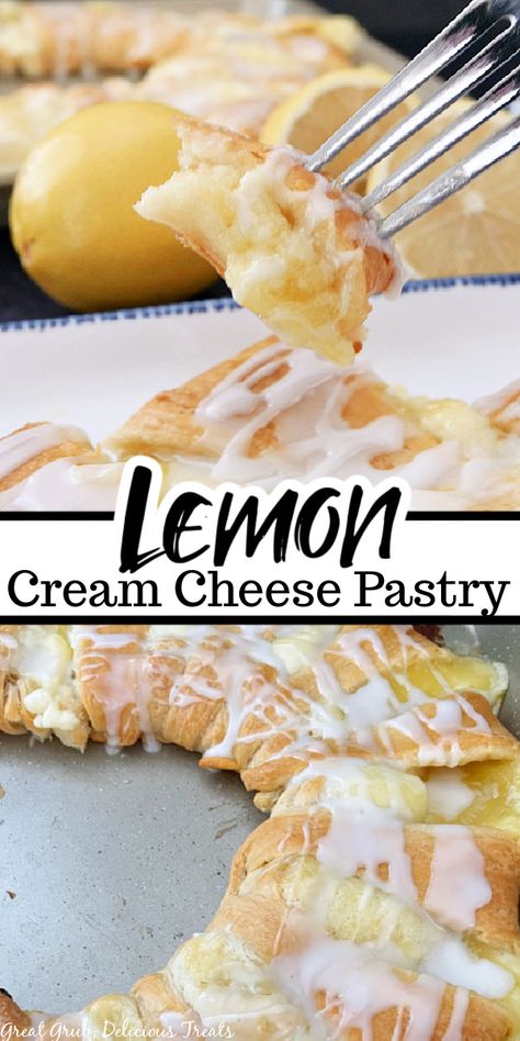 Pastry Ring, Delicious Lemon Desserts, Cheese Pastries, Pastries Recipes Dessert, Cream Cheese Pastry, Homemade Lemon Curd, Puff Pastry Desserts, Lemon Cream Cheese, Lemon Dessert