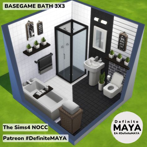 Sims Base Game Bathroom, Sims 4 Small Bathroom Ideas, Sims 4 Bathroom Base Game, Sims 4 Base Game Bathroom, Sims Bathroom, Roblox Decor, Western Baby Clothes, Sims 4 Houses Layout, Sims Mobile