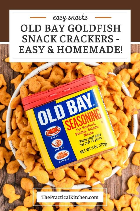 Pretzel Goldfish Recipe, Old Bay Pretzels, Goldfish Recipe Ideas, Old Bay Snacks, Old Bay Snack Mix Recipe, Old Bay Goldfish Crackers, Old Bay Chex Mix Recipes, Old Bay Crackers, Old Bay Peanuts Recipe