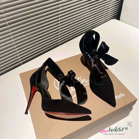 CHRISTIAN LOUBOUTIN CL Torrida Silk Bow Red Sole Pumps - unahubs.ru Graduation Louboutin, Black Wedding Shoes High Heels Red Bottoms, Black Red Bottom Heels, Luis Vuitton Shoes Heels Christian Louboutin Red Bottoms, Christian Louboutin Bow Heels, Ribbon Heels, Ysl Kate, Heels Bow, Louis Vuitton Neverfull Pm